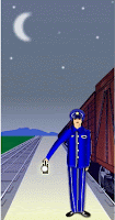 Gif animé chef de gare lanterne